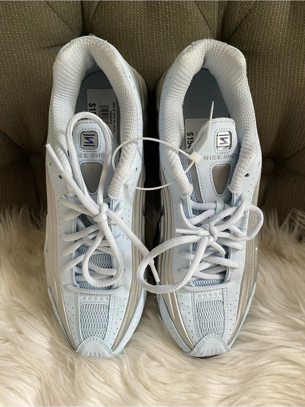 Nike Shox R4 Blue Tint Metallic Silver Y2K AR3565-402 Womens 9.5 Sneakers NWOB